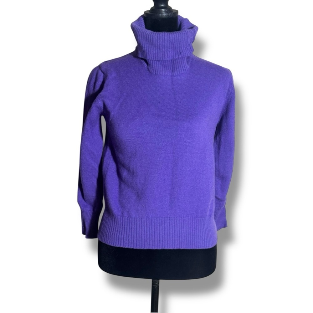Bogner Vintage Cozy Vibrant Purple Turtleneck Long Sleeve Relaxed Fit Sweater - Picture 2 of 16